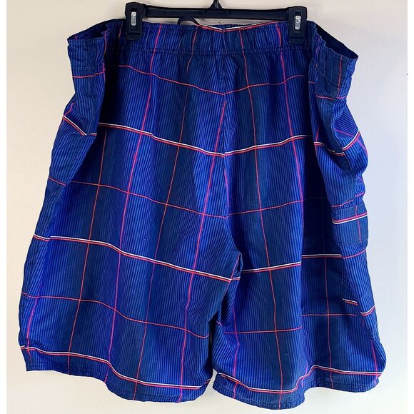 Op Men's 3XL Blue Plaid Swim Trunks With Pockets & Mesh Lining - Picture 2 of 8